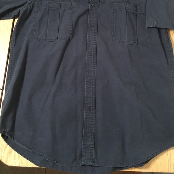 Mens Button Down Short Sleeve Shirt Adjustable Arms Dark Blue Size Medium - Picture 3 of 7